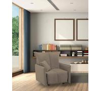Talamo Italia - Fauteuil Almerinda, Canapé simple, Fauteuil de salon ouvrant sur chariot, Accoudoirs standard, 100% Made in Italy, Cm 110x90h85, Taupe