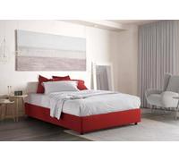 Talamo Italia - Lit double Adele, Lit coffre en tissu, Ouverture frontale, Matelas 140x190 cm inclus, 100% Made in Italy, Rouge