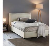 Talamo Italia - Lit double Agata, Lit coffre avec revêtement en tissu, 100% Made in Italy, Ouverture frontale, avec matelas 120x200 cm inclus, Beige