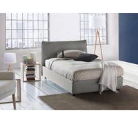 Talamo Italia - Lit double Agata, Lit coffre avec revêtement en tissu, 100% Made in Italy, Ouverture frontale, avec matelas 120x200 cm inclus, Gris