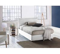 Talamo Italia - Lit double Agata, Lit coffre avec revêtement en tissu, 100% Made in Italy, Ouverture frontale, avec matelas 120x200 cm inclus, Blanc