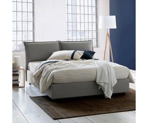 Talamo Italia - Lit double Agnese, Lit coffre en tissu, Ouverture frontale, Convient pour matelas 140x190 cm, 100% Made in Italy, Gris