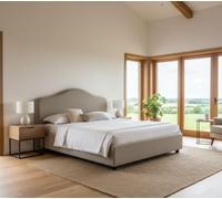 Talamo Italia - Lit double Angiolina, Lit coffre avec revêtement en tissu, 100% Made in Italy, Ouverture frontale, adapté pour matelas 160x190 cm, Taupe