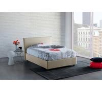 Talamo Italia - Lit double Asmara, lit coffre avec revêtement en tissu, 100% Made in Italy, ouverture frontale, avec matelas 120x190 cm inclus, Beige
