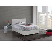 Talamo Italia - Lit double Assia, lit coffre avec revêtement en simili cuir, 100% Made in Italy, ouverture frontale, adapté pour matelas 120x200 cm, blanc