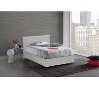 Talamo Italia - Lit double Assunta, lit coffre avec revêtement en simili cuir, 100% Made in Italy, ouverture frontale, avec matelas 120x200 cm inclus, Blanc