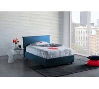 Talamo Italia - Lit double Astrid, lit coffre avec revêtement en tissu, 100% Made in Italy, ouverture frontale, adapté pour matelas 120x200 cm, bleu