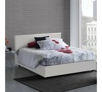 Talamo Italia - Lit double Aurelia, Lit coffre en éco-cuir, Ouverture frontale, avec matelas 140x190 cm inclus, 100% Made in Italy, Blanc