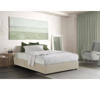 Talamo Italia - Lit double Azzurra, Lit coffre en tissu, Ouverture frontale, adapté pour matelas 140x190 cm, 100% Made in Italy, Beige