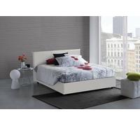 Talamo Italia - Lit double Berta, Lit coffre avec revêtement en simili cuir, 100% Made in Italy, Ouverture frontale, adapté pour matelas 160x190 cm, Blanc