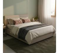 Talamo Italia - Lit double Bertilla, Lit coffre avec revêtement en simili cuir, 100% Made in Italy, Ouverture frontale, avec matelas 160x190 cm inclus, Taupe