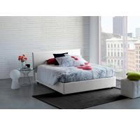 Talamo Italia - Lit double Betty, Lit coffre avec revêtement en tissu, 100% Made in Italy, Ouverture frontale, adapté pour matelas 160x190 cm, Blanc