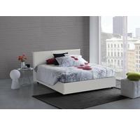 Talamo Italia - Lit double Bice, Lit coffre avec revêtement en simili cuir, 100% Made in Italy, Ouverture frontale, adapté pour matelas 160x200 cm, Blanc