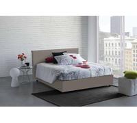 Talamo Italia - Lit double Bonaria, Lit coffre avec revêtement en simili cuir, 100% Made in Italy, Ouverture frontale, avec matelas 160x200 cm inclus, Taupe