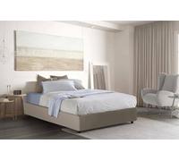 Talamo Italia - Lit double Cecilia, Lit coffre avec revêtement en simili cuir, 100% Made in Italy, Ouverture frontale, avec matelas 160x190 cm inclus, Taupe
