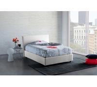 Talamo Italia - Lit double Chicca, lit coffre avec revêtement en tissu, 100% Made in Italy, ouverture frontale, avec matelas 120x200 cm inclus, Blanc
