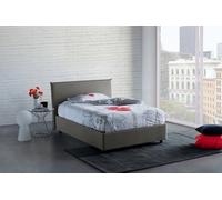 Talamo Italia - Lit double Chicca, Lit coffre avec revêtement en tissu, 100% Made in Italy, Ouverture frontale, avec matelas 120x200 cm inclus, Gris