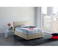 Talamo Italia - Lit double Chicca, lit coffre avec revêtement en tissu, 100% Made in Italy, ouverture frontale, avec matelas 120x200 cm inclus, Beige