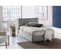 Talamo Italia - Lit double Claudia, Lit coffre avec revêtement en tissu, 100% Made in Italy, Ouverture frontale, adapté pour matelas 120x200 cm, Gris