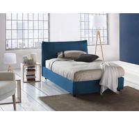 Talamo Italia - Lit double Claudia, lit coffre avec revêtement en tissu, 100% Made in Italy, ouverture frontale, adapté pour matelas 120x200 cm, bleu