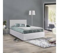 Talamo Italia - Lit double Cleide, ensemble tête de lit en simili cuir avec sommier orthopédique et cantonnière, 100% Made in Italy, avec matelas inclus, 120x190 cm, Blanc
