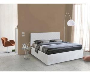 Talamo Italia - Lit double Clementina, ensemble tête de lit en simili cuir avec sommier orthopédique et volant, 100% Made in Italy, adapté pour un matelas de 160x190 cm, Blanc