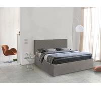 Talamo Italia - Lit double Cleneide, ensemble tête de lit en simili cuir avec sommier orthopédique et cantonnière, 100% Made in Italy, avec matelas inclus, 160x190 cm, gris tourterelle