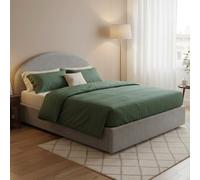 Talamo Italia - Lit double Cora, Lit coffre avec revêtement en tissu, 100% Made in Italy, Ouverture frontale, avec matelas 160x190 cm inclus, Gris