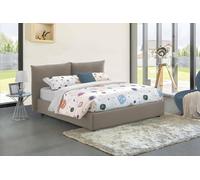 Talamo Italia - Lit Double Cristel, Lit Coffre avec revêtement en Tissu, 100% Made in Italy, Ouverture Frontale, avec Matelas 160x190 cm Inclus, Taupe