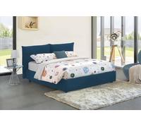 Talamo Italia - Lit Double Cristel, Lit Coffre avec revêtement en Tissu, 100% Made in Italy, Ouverture Frontale, avec Matelas 160x190 cm Inclus, Bleu