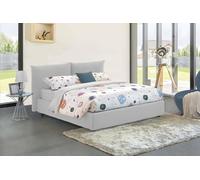 Talamo Italia - Lit Double Cristel, Lit Coffre avec revêtement en Tissu, 100% Made in Italy, Ouverture Frontale, avec Matelas 160x190 cm Inclus, Blanc