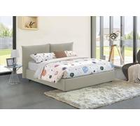 Talamo Italia - Lit Double Cristel, Lit Coffre avec revêtement en Tissu, 100% Made in Italy, Ouverture Frontale, avec Matelas 160x190 cm Inclus, Beige