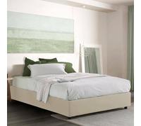 Talamo Italia - Lit double Dana, Lit coffre avec revêtement en tissu, 100% Made in Italy, Ouverture frontale, avec matelas 160x190 cm inclus, Beige