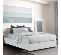 Talamo Italia - Lit double Dana, Lit coffre avec revêtement en tissu, 100% Made in Italy, Ouverture frontale, avec matelas 160x190 cm inclus, Blanc