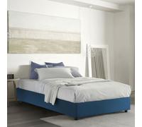 Talamo Italia - Lit double Dana, Lit coffre avec revêtement en tissu, 100% Made in Italy, Ouverture frontale, avec matelas 160x190 cm inclus, Bleu