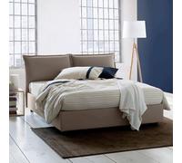 Talamo Italia - Lit double Denise, Lit coffre avec revêtement en tissu, 100% Made in Italy, Ouverture frontale, avec matelas 160x190 cm inclus, Taupe