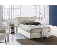 Talamo Italia - Lit double Desirée, Lit coffre avec revêtement en tissu, 100% Made in Italy, Ouverture frontale, avec matelas 120x190 cm inclus, Beige