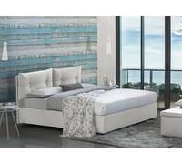Talamo Italia - Lit double Elisabetta, Lit coffre avec revêtement en tissu, 100% Made in Italy, Ouverture frontale, adapté pour matelas 160x190 cm, Blanc