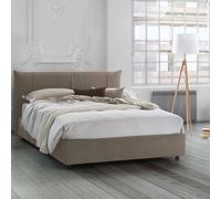 Talamo Italia - Lit double Flavia, Lit coffre avec revêtement en tissu, 100% Made in Italy, Ouverture frontale, avec matelas 160x190 cm inclus, Taupe