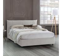 Talamo Italia - Lit double Flavia, Lit coffre avec revêtement en tissu, 100% Made in Italy, Ouverture frontale, avec matelas 160x190 cm inclus, Blanc