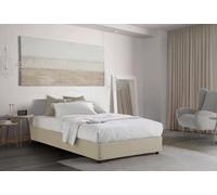 Talamo Italia - Lit double Gaia, Lit coffre avec revêtement en tissu, 100% Made in Italy, Ouverture latérale, avec matelas 120x190 cm inclus, Beige
