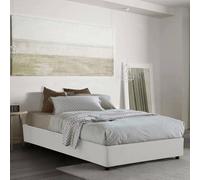 Talamo Italia - Lit double Gaia, Lit coffre avec revêtement en tissu, 100% Made in Italy, Ouverture latérale, avec matelas 120x190 cm inclus, Blanc