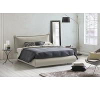 Talamo Italia - Lit double Ilenia, Lit coffre avec revêtement et tête de lit en tissu, 100% Made in Italy, Ouverture frontale, adapté pour matelas 160x190 cm, Beige