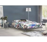 Talamo Italia - Lit double Isabella, Lit fixe en tissu avec pieds, 100% Made in Italy, adapté pour matelas 160x190 cm, Gris