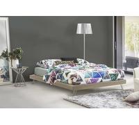 Talamo Italia - Lit double Isabella, Lit fixe en tissu avec pieds, 100% Made in Italy, adapté pour matelas 160x190 cm, Beige