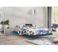 Talamo Italia - Lit double Isabella, Lit fixe en tissu avec pieds, 100% Made in Italy, adapté pour matelas 160x190 cm, Bleu