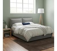 Talamo Italia - Lit double Maddalena, Lit coffre en tissu, Ouverture frontale, adapté pour matelas 140x200 cm, 100% Made in Italy, Gris