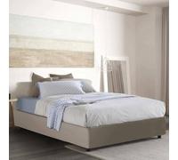 Talamo Italia - Lit double Marta, Lit coffre avec revêtement en simili cuir, 100% Made in Italy, Ouverture frontale, adapté pour matelas 160x190 cm, Taupe