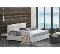 Talamo Italia - Lit double Morena, Lit coffre avec revêtement en simili cuir, 100% Made in Italy, Ouverture frontale, avec matelas 160x200 cm inclus, Blanc