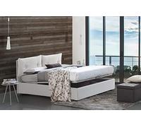 Talamo Italia - Lit double Noemi, Lit coffre avec revêtement en simili cuir, 100% Made in Italy, Ouverture frontale, adapté pour matelas 120x190 cm, Blanc